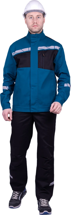 Куртка мужская СТРОНГ от механических воздействий и ОПЗ, цвет бирюза/черный Кур 1607