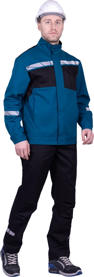 Куртка мужская СТРОНГ от механических воздействий и ОПЗ, цвет бирюза/черный Кур 1607