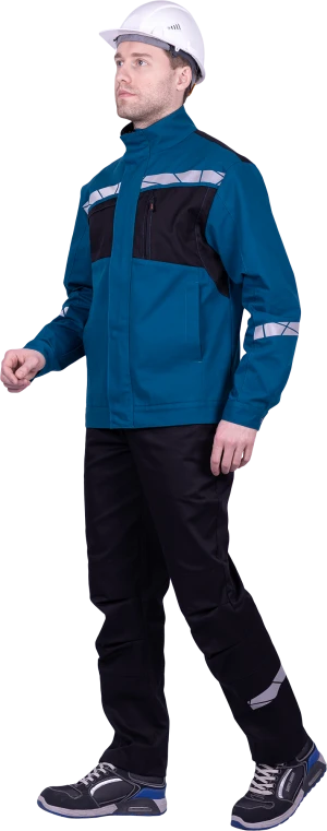 Куртка мужская СТРОНГ от механических воздействий и ОПЗ, цвет бирюза/черный Кур 1607