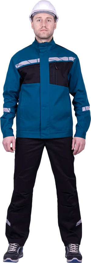 Куртка мужская СТРОНГ от механических воздействий и ОПЗ, цвет бирюза/черный Кур 1607