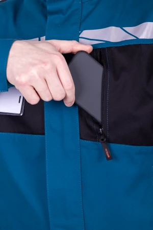 Куртка мужская СТРОНГ от механических воздействий и ОПЗ, цвет бирюза/черный Кур 1607