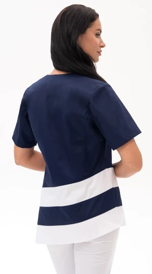 Блуза ЛИНА, сине-белая Блу 013