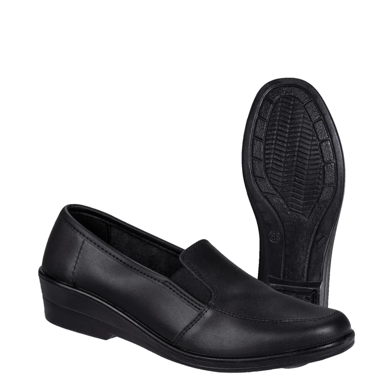Туфли АЛМИ (67110-00101), женские, кожаные ПУ (черные) Туф 006