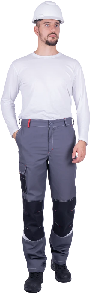 Брюки мужские ТУРБО SAFETY от механических воздействий и ОПЗ, серый/черный/красный