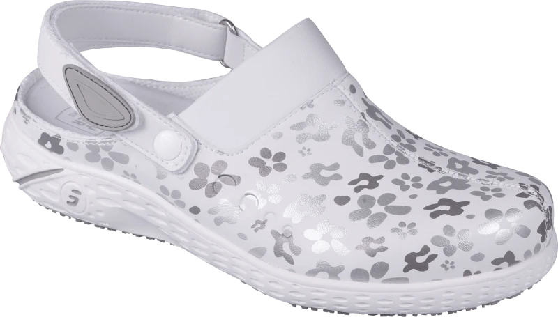 Полуботинки (тип сабо) DANY (ДЕНИ), женские, иск кожа ЭВА/резина (белый с серым принтом/MUG) КРО 4348