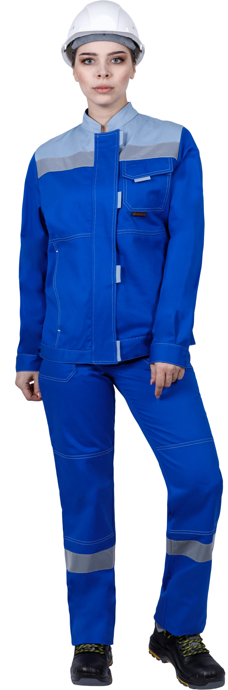 Костюм женский РАЦИОНАЛИЗАТОР от механических воздействий и ОПЗ (куртка, брюки), цвет василёк/серый Кос 795