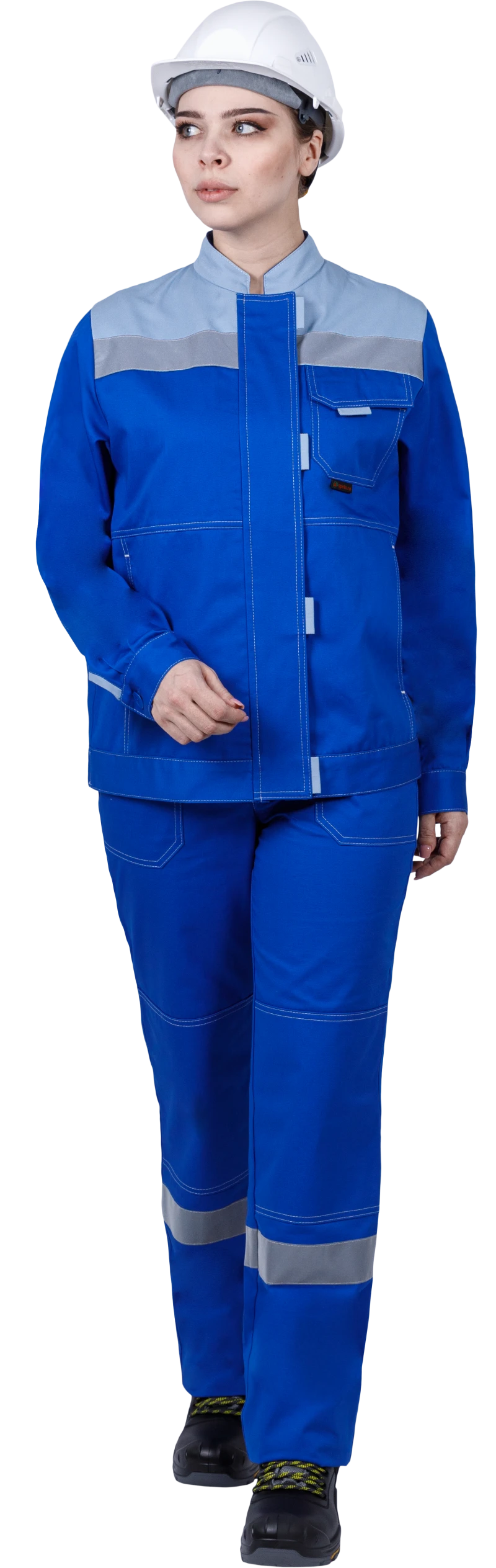 Костюм женский РАЦИОНАЛИЗАТОР от механических воздействий и ОПЗ (куртка, брюки), цвет василёк/серый Кос 795