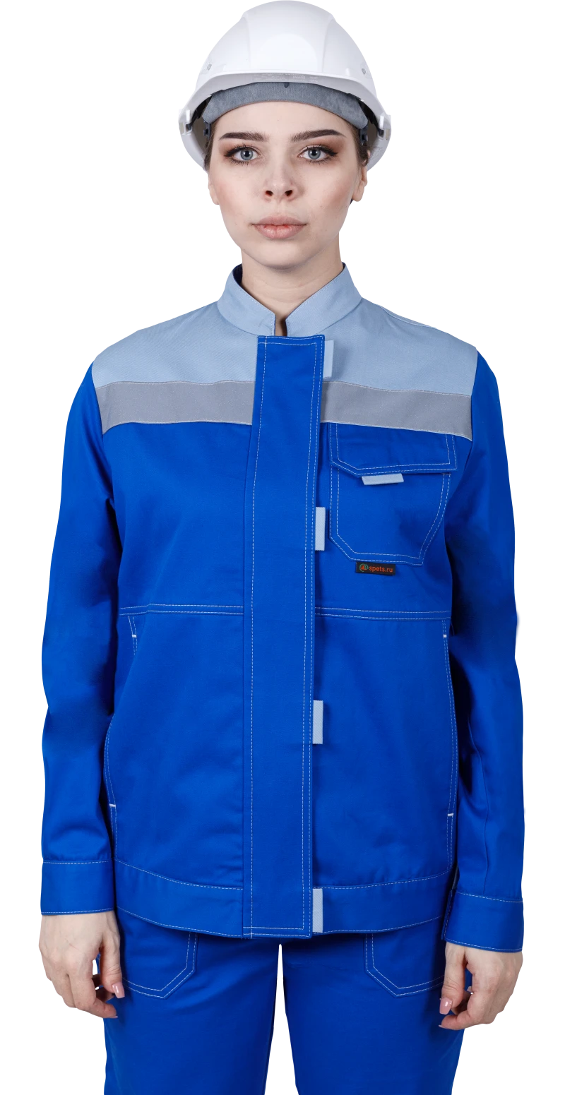 Костюм женский РАЦИОНАЛИЗАТОР от механических воздействий и ОПЗ (куртка, брюки), цвет василёк/серый Кос 795