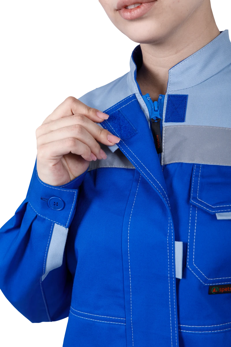Костюм женский РАЦИОНАЛИЗАТОР от механических воздействий и ОПЗ (куртка, брюки), цвет василёк/серый Кос 795