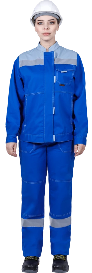 Костюм женский РАЦИОНАЛИЗАТОР от механических воздействий и ОПЗ (куртка, брюки), цвет василёк/серый Кос 795