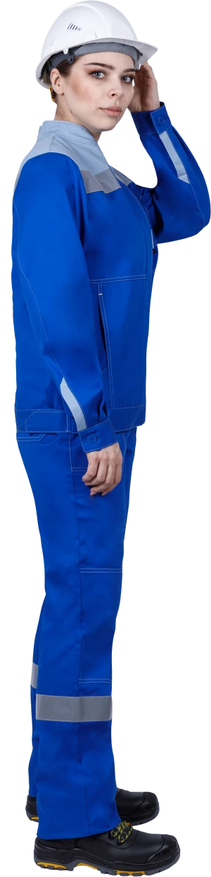 Костюм женский РАЦИОНАЛИЗАТОР от механических воздействий и ОПЗ (куртка, брюки), цвет василёк/серый Кос 795