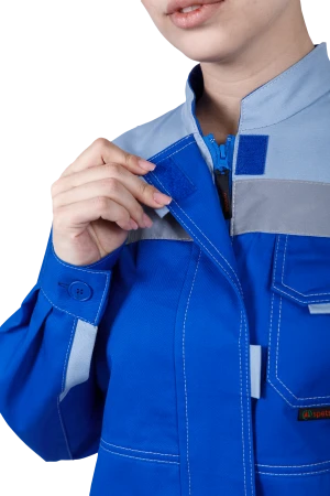 Костюм женский РАЦИОНАЛИЗАТОР от механических воздействий и ОПЗ (куртка, брюки), цвет василёк/серый Кос 795