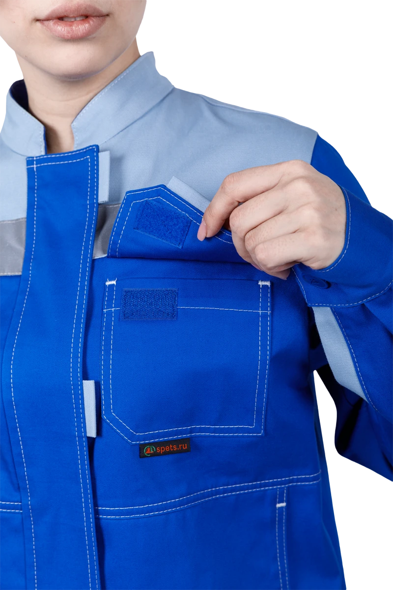Костюм женский РАЦИОНАЛИЗАТОР от механических воздействий и ОПЗ (куртка, брюки), цвет василёк/серый Кос 795