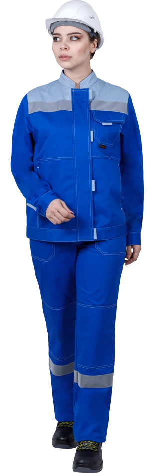 Костюм женский РАЦИОНАЛИЗАТОР от механических воздействий и ОПЗ (куртка, брюки), цвет василёк/серый Кос 795