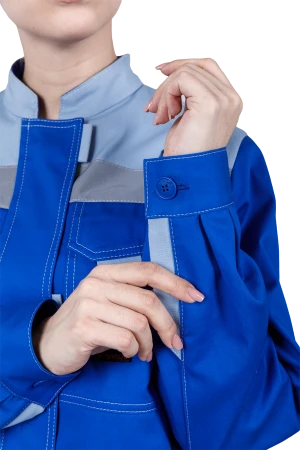 Костюм женский РАЦИОНАЛИЗАТОР от механических воздействий и ОПЗ (куртка, брюки), цвет василёк/серый Кос 795