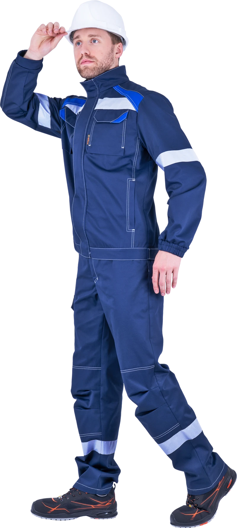 Костюм мужской СТАРАТЕЛЬ от механических воздействий и ОПЗ (куртка, брюки), синий/василек Кос 507.1