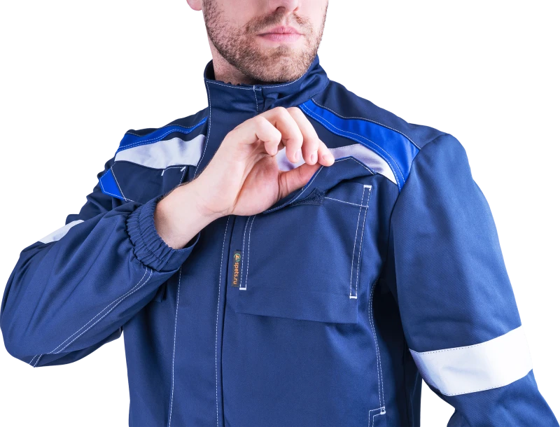 Костюм мужской СТАРАТЕЛЬ от механических воздействий и ОПЗ (куртка, брюки), синий/василек Кос 507.1