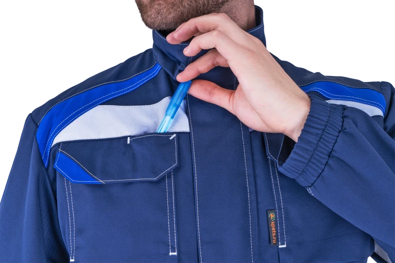 Костюм мужской СТАРАТЕЛЬ от механических воздействий и ОПЗ (куртка, брюки), синий/василек Кос 507.1