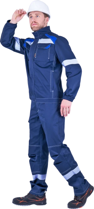 Костюм мужской СТАРАТЕЛЬ от механических воздействий и ОПЗ (куртка, брюки), синий/василек Кос 507.1
