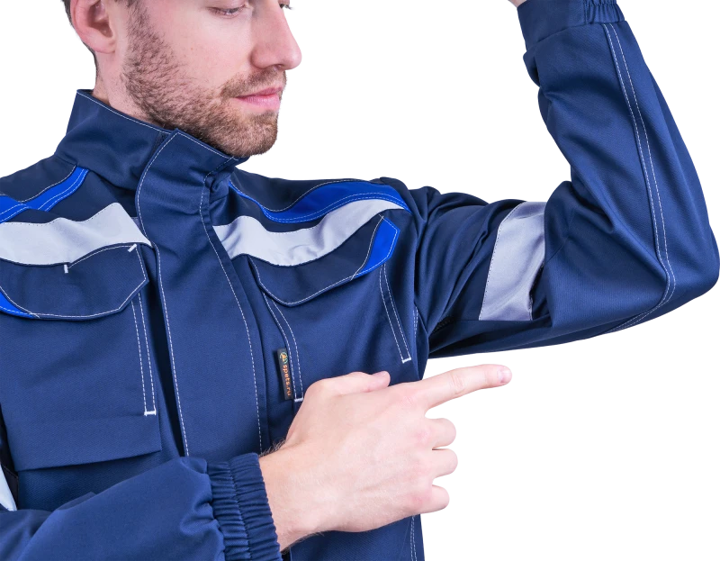 Костюм мужской СТАРАТЕЛЬ от механических воздействий и ОПЗ (куртка, брюки), синий/василек Кос 507.1