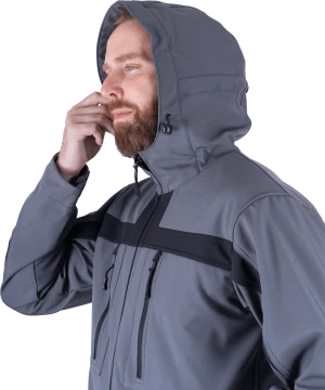 Куртка СОФТШЕЛЛ, серый-черный Кур 616