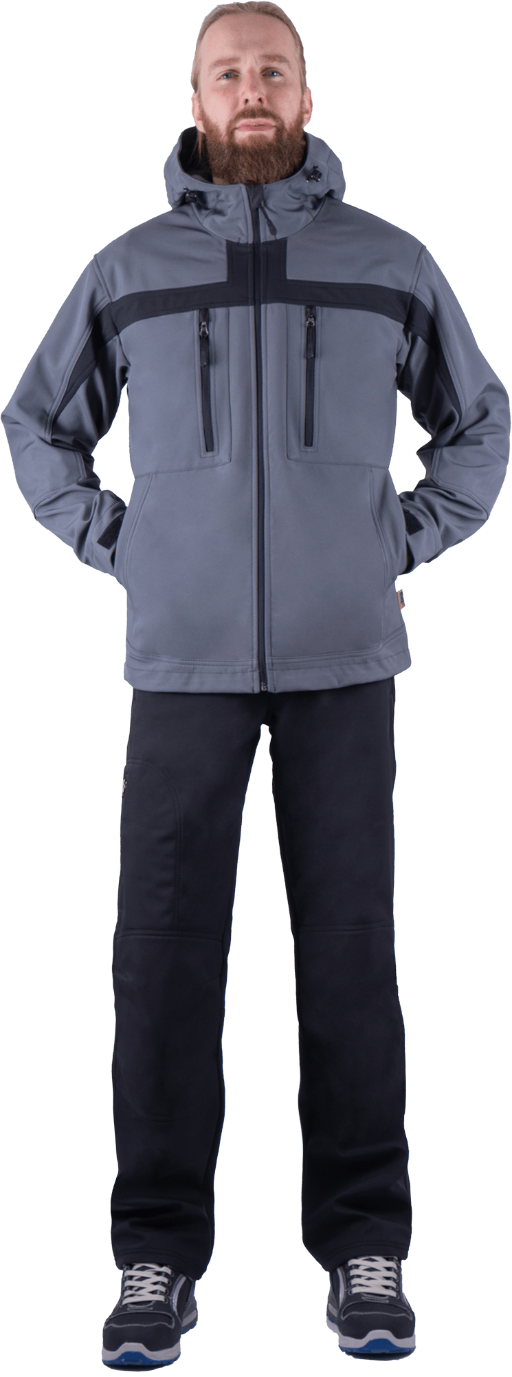 Куртка СОФТШЕЛЛ, серый-черный Кур 616