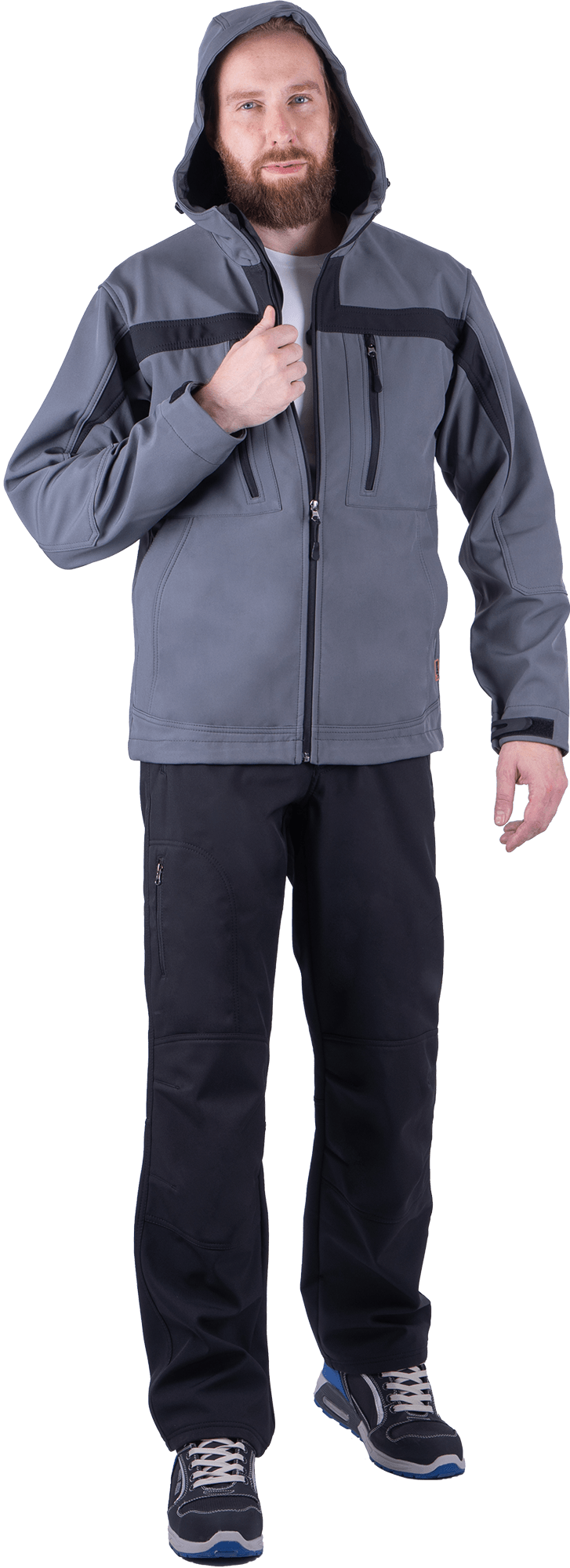 Куртка СОФТШЕЛЛ, серый-черный Кур 616