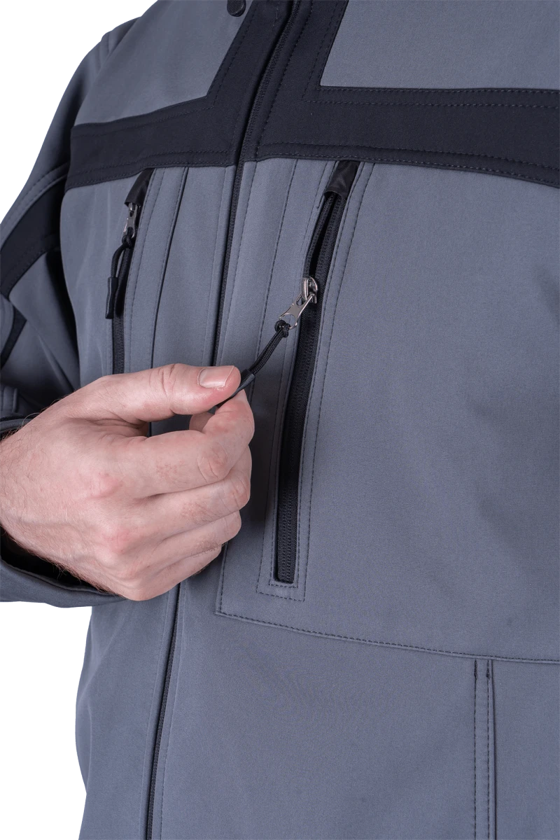 Куртка СОФТШЕЛЛ, серый-черный Кур 616