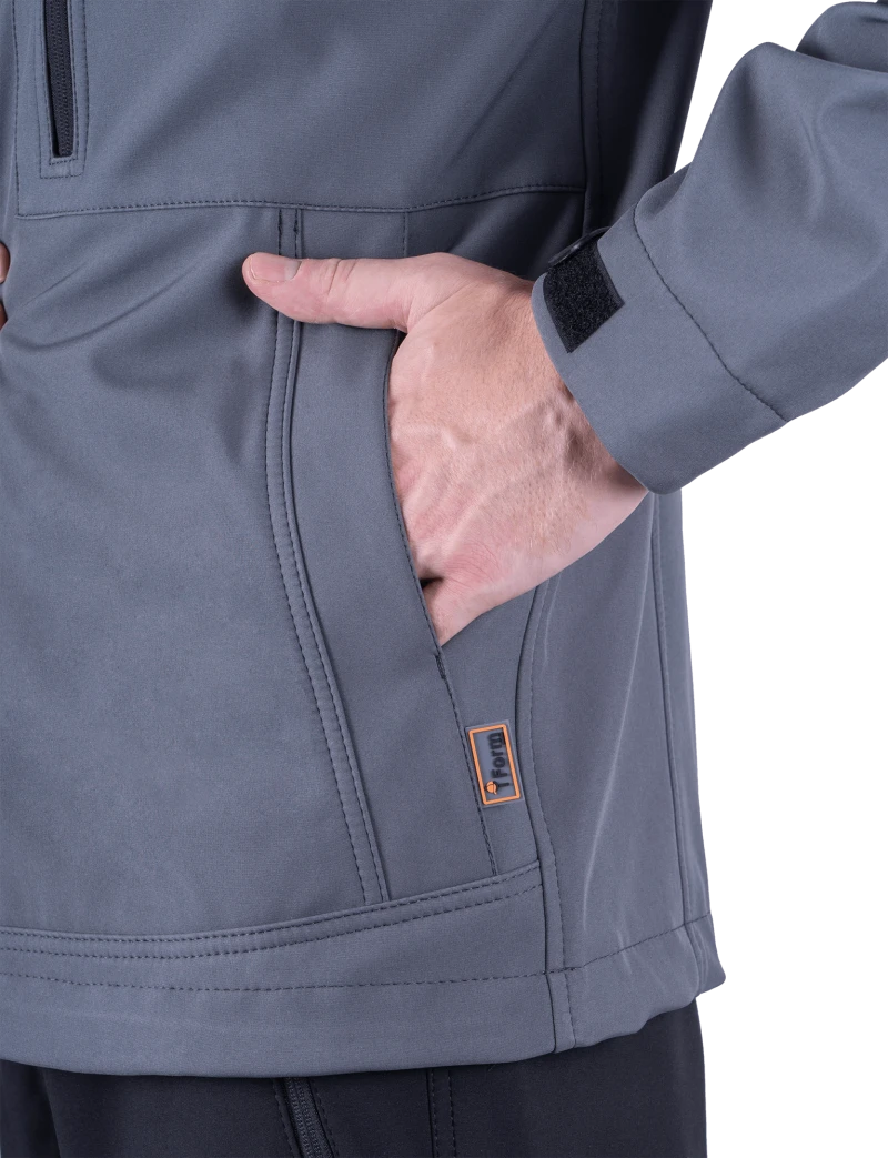 Куртка СОФТШЕЛЛ, серый-черный Кур 616