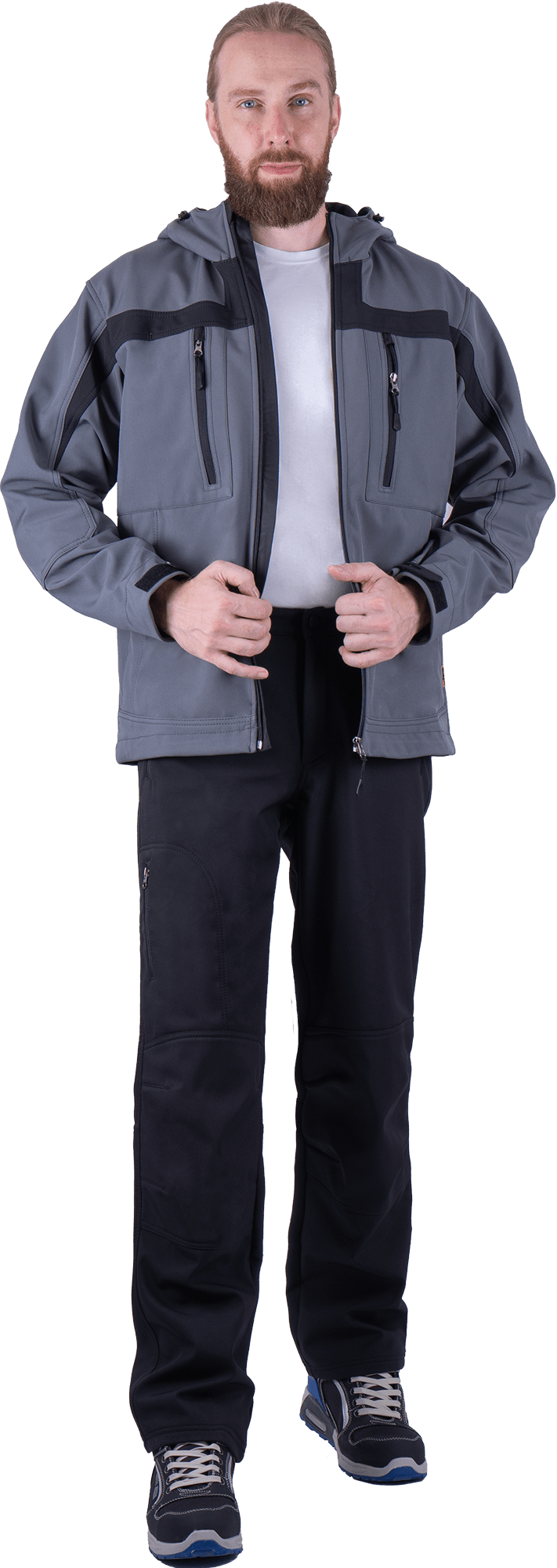 Куртка СОФТШЕЛЛ, серый-черный Кур 616