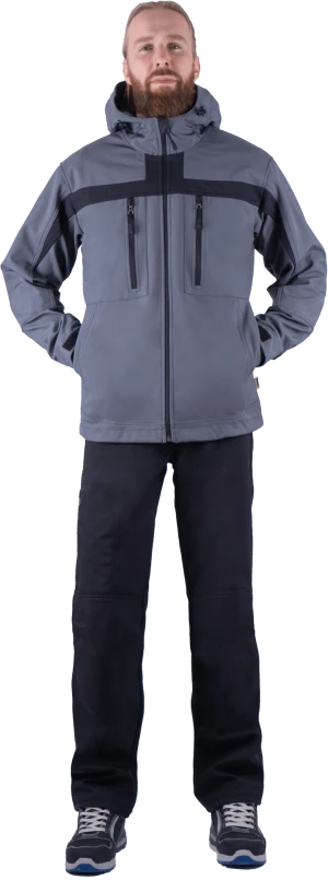 Куртка СОФТШЕЛЛ, серый-черный Кур 616