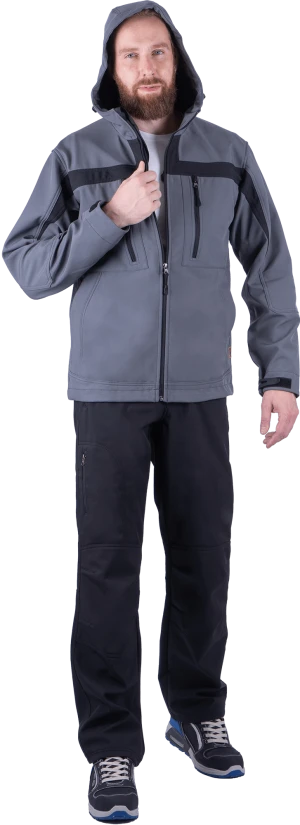 Куртка СОФТШЕЛЛ, серый-черный Кур 616