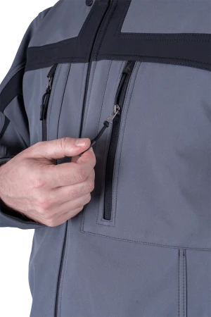 Куртка СОФТШЕЛЛ, серый-черный Кур 616