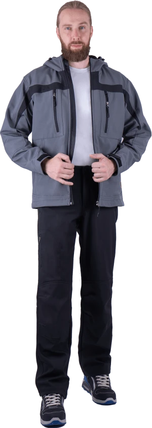 Куртка СОФТШЕЛЛ, серый-черный Кур 616
