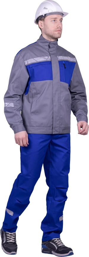 Куртка мужская СТРОНГ от механических воздействий и ОПЗ, цвет серый/василек Кур 1609