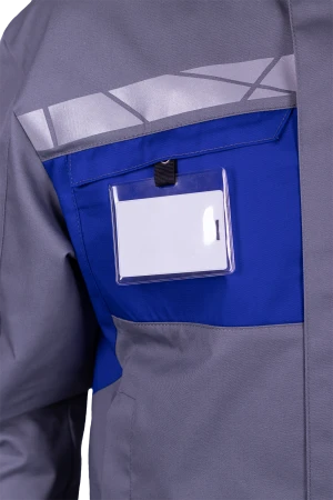 Куртка мужская СТРОНГ от механических воздействий и ОПЗ, цвет серый/василек Кур 1609