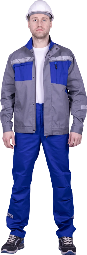 Куртка мужская СТРОНГ от механических воздействий и ОПЗ, цвет серый/василек Кур 1609