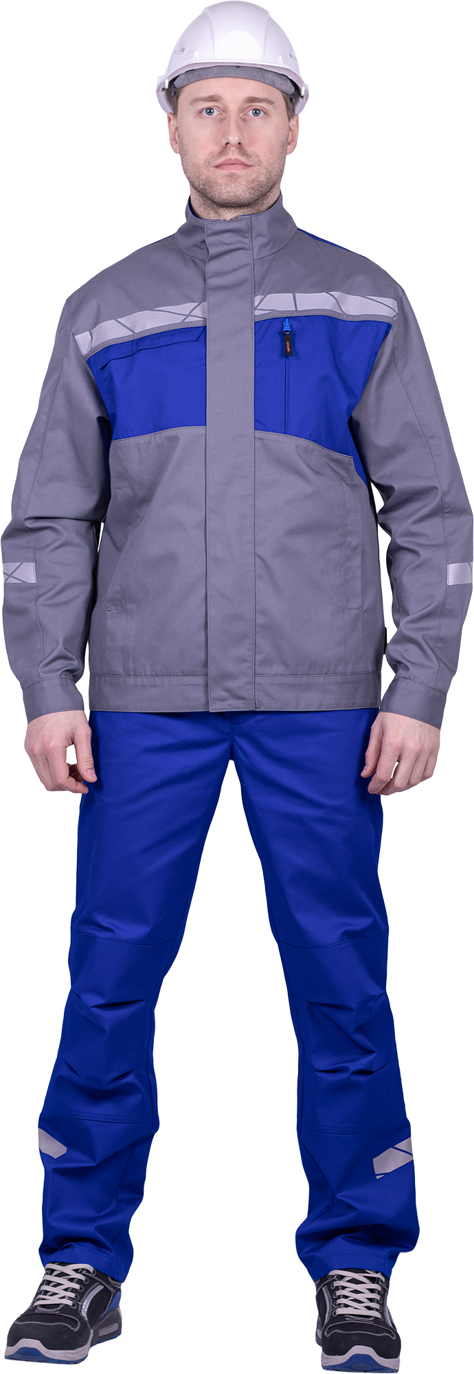 Куртка мужская СТРОНГ от механических воздействий и ОПЗ, цвет серый/василек Кур 1609