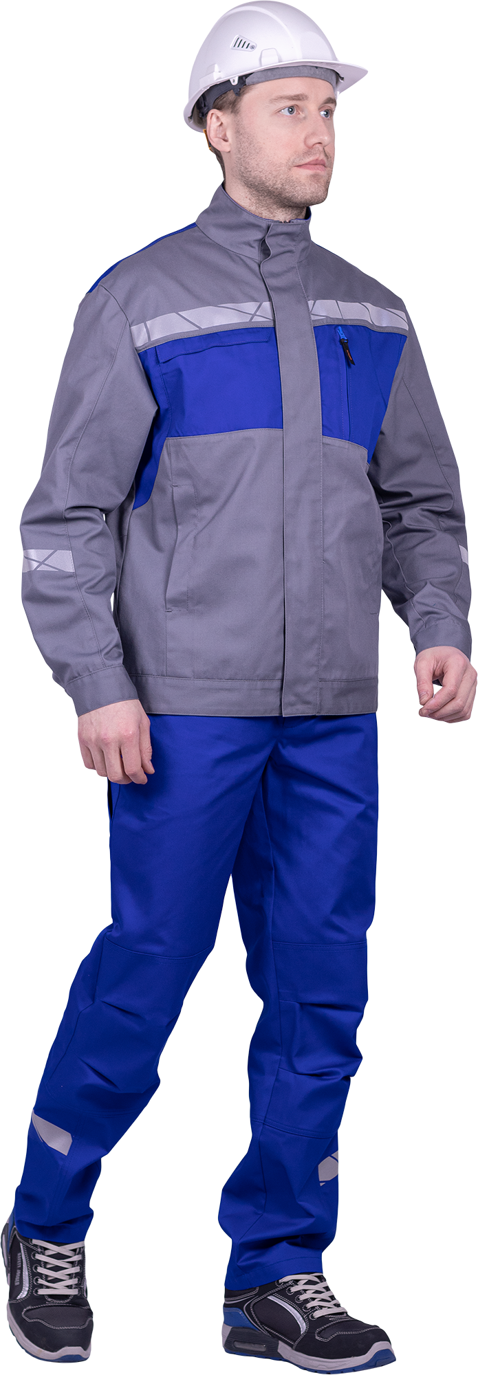 Куртка мужская СТРОНГ от механических воздействий и ОПЗ, цвет серый/василек Кур 1609
