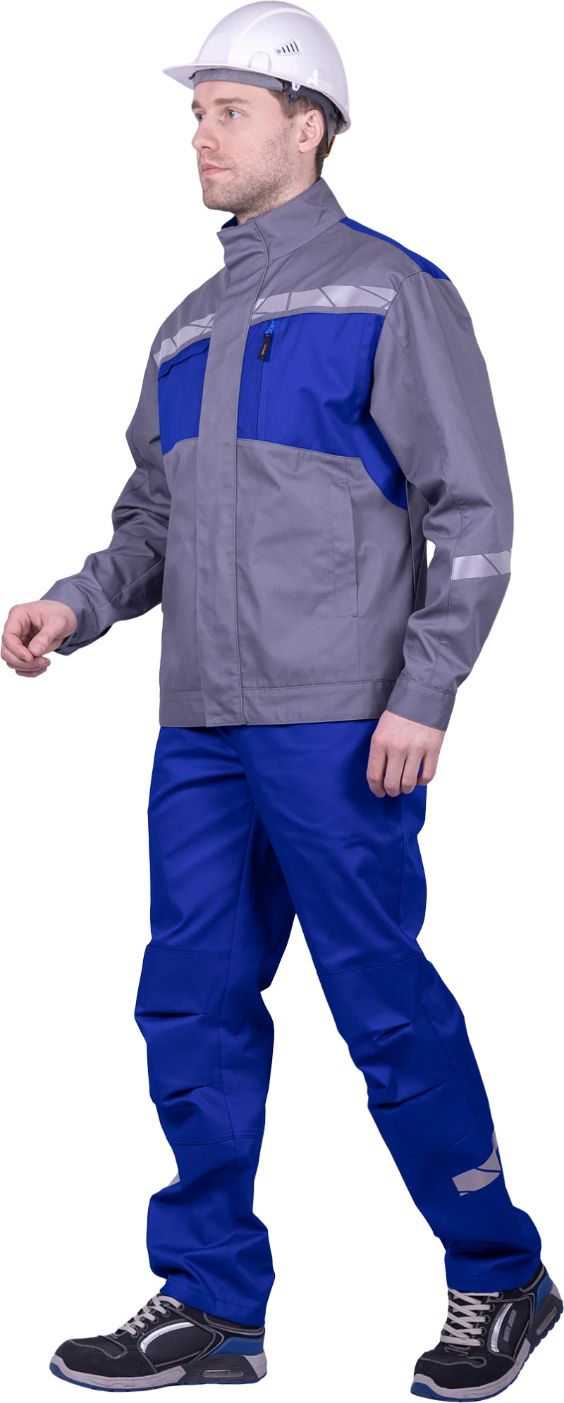 Куртка мужская СТРОНГ от механических воздействий и ОПЗ, цвет серый/василек Кур 1609