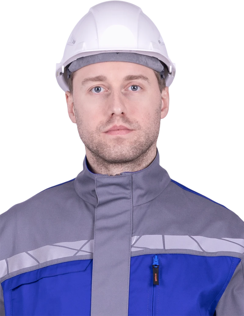 Куртка мужская СТРОНГ от механических воздействий и ОПЗ, цвет серый/василек Кур 1609