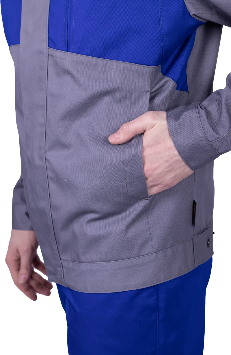 Куртка мужская СТРОНГ от механических воздействий и ОПЗ, цвет серый/василек Кур 1609