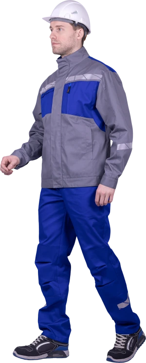 Куртка мужская СТРОНГ от механических воздействий и ОПЗ, цвет серый/василек Кур 1609