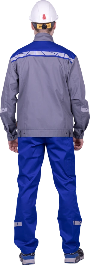 Куртка мужская СТРОНГ от механических воздействий и ОПЗ, цвет серый/василек Кур 1609