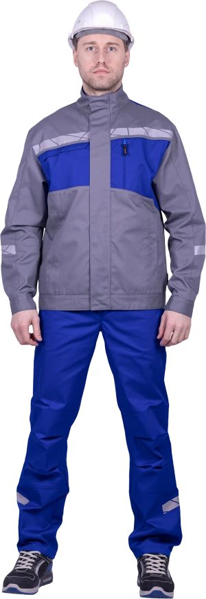 Куртка мужская СТРОНГ от механических воздействий и ОПЗ, цвет серый/василек Кур 1609