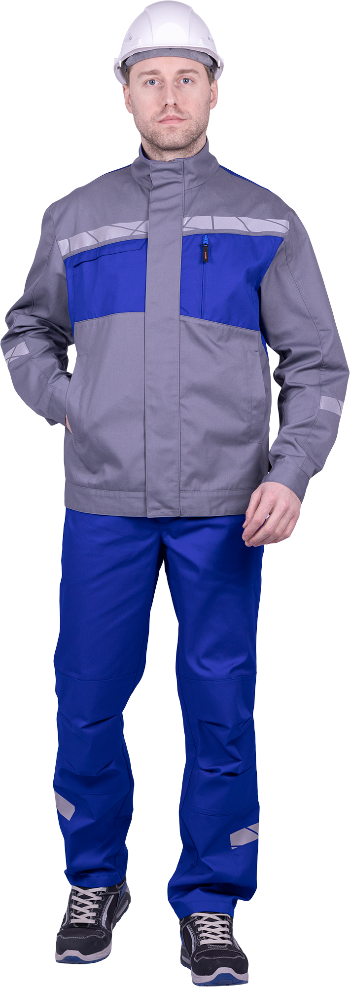 Куртка мужская СТРОНГ от механических воздействий и ОПЗ, цвет серый/василек Кур 1609