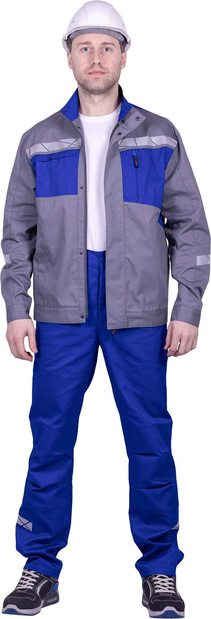 Куртка мужская СТРОНГ от механических воздействий и ОПЗ, цвет серый/василек Кур 1609