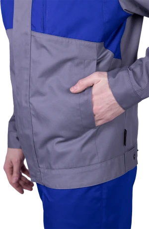 Куртка мужская СТРОНГ от механических воздействий и ОПЗ, цвет серый/василек Кур 1609
