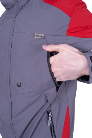 Куртка-штормовка РЕСПЕКТ, серый-красный Кур 704