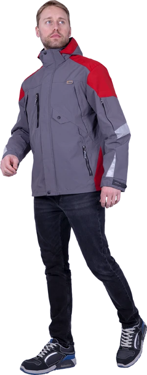 Куртка-штормовка РЕСПЕКТ, серый-красный Кур 704